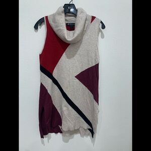 INC International Concepts Neo Boho Color block M Turtleneck Sleeveless Sweater